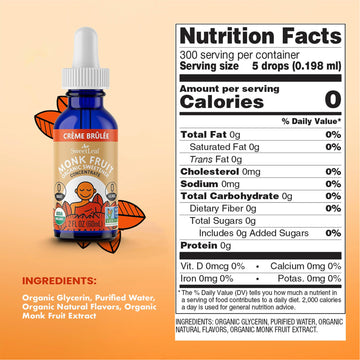 Sweetleaf Creme Brulee Liquid Monk Fruit - Monk Fruit Liquid Sweetener Drops, Organic Monk Fruit Extract, Zero Calorie Sweetener