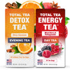 Total Tea Detox Tea & Energy Set - 25 Day Detox - Herbal SIim Tea with Chamomile - Hibiscus Tea and Ginger Root for Colon Cleanse - Natural Citrus & Cinnamon Fruit Tea for Digestive Health