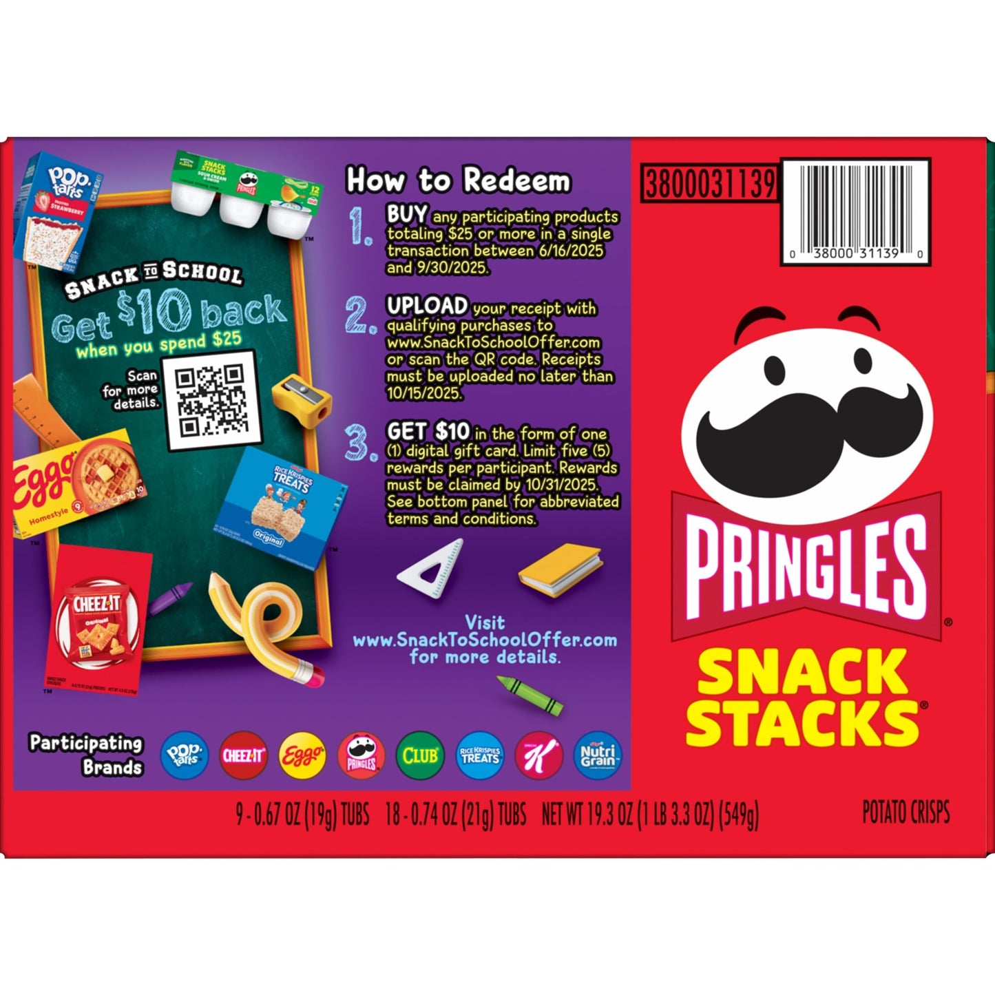 Pringles Potato Crisps Chips, Lunch Snacks, Back to School Snacks, Variety Pack (27 Cups)