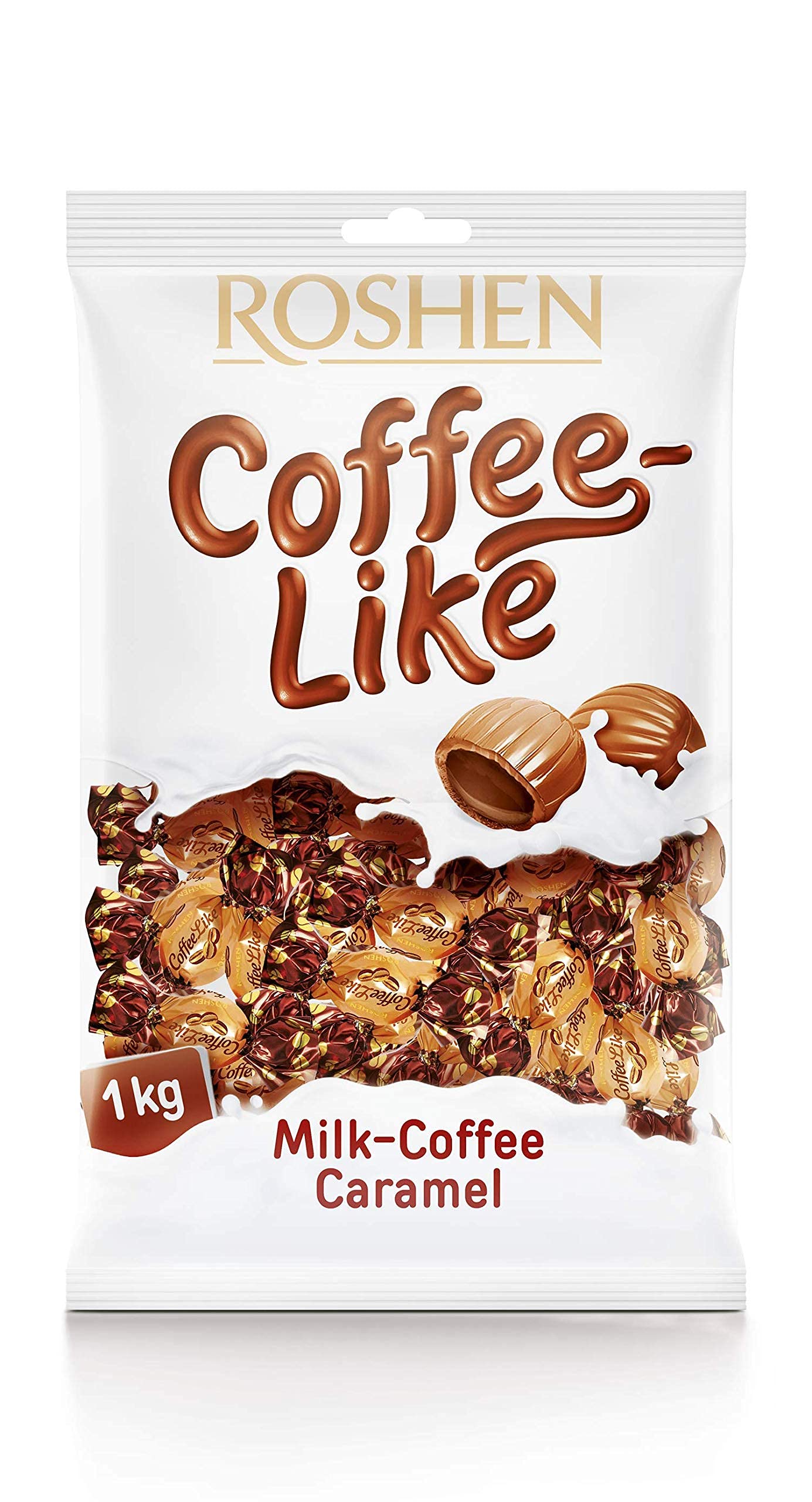 Roshen Caramel Candy Coffeelike with Coffee-Milky Filling, Kosher and Halal, Delicious, Flavorful Sweets Bulk Candy 2.204lb/1kg