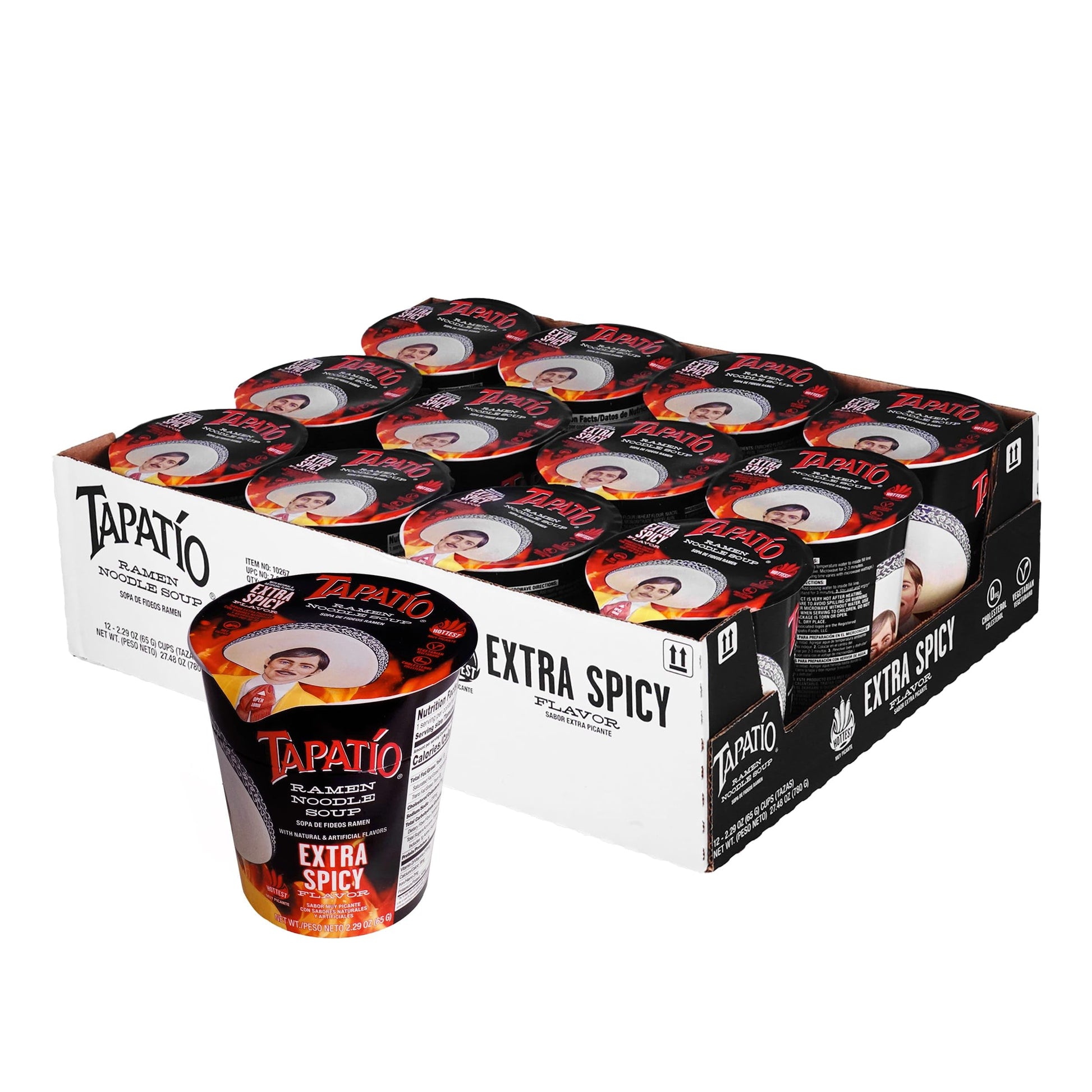 Tapatio Spicy Ramen Noodle Soup Cup - Extra Spicy Flavor - 2.29 Oz (Bulk Case Of 12)