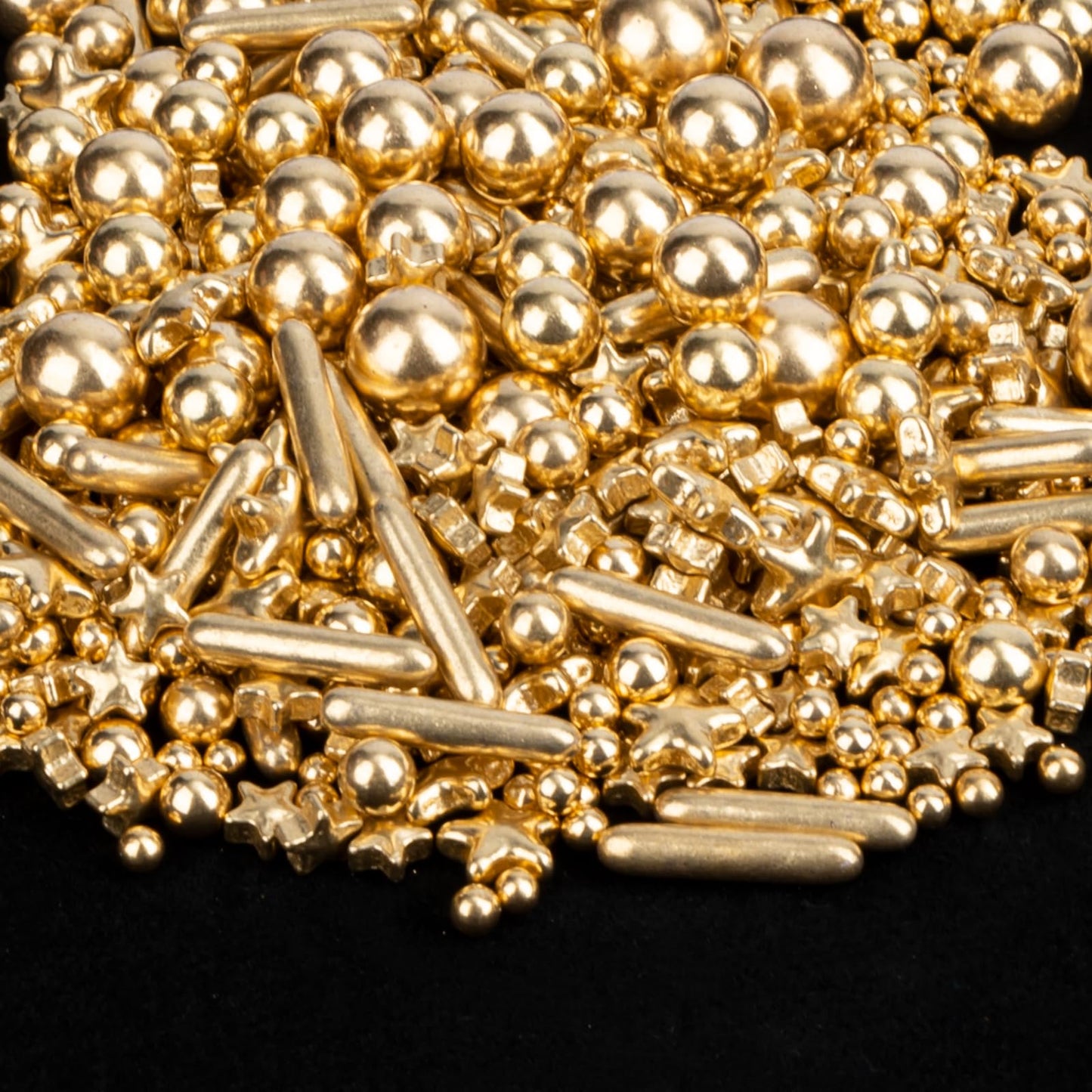 Twisweet Gold Pearl Star Rods Sprinkles for Cake Decorating, Edible Sugar Pearls for Baking, Mix Size Cake Topper Ice Cream Cupc