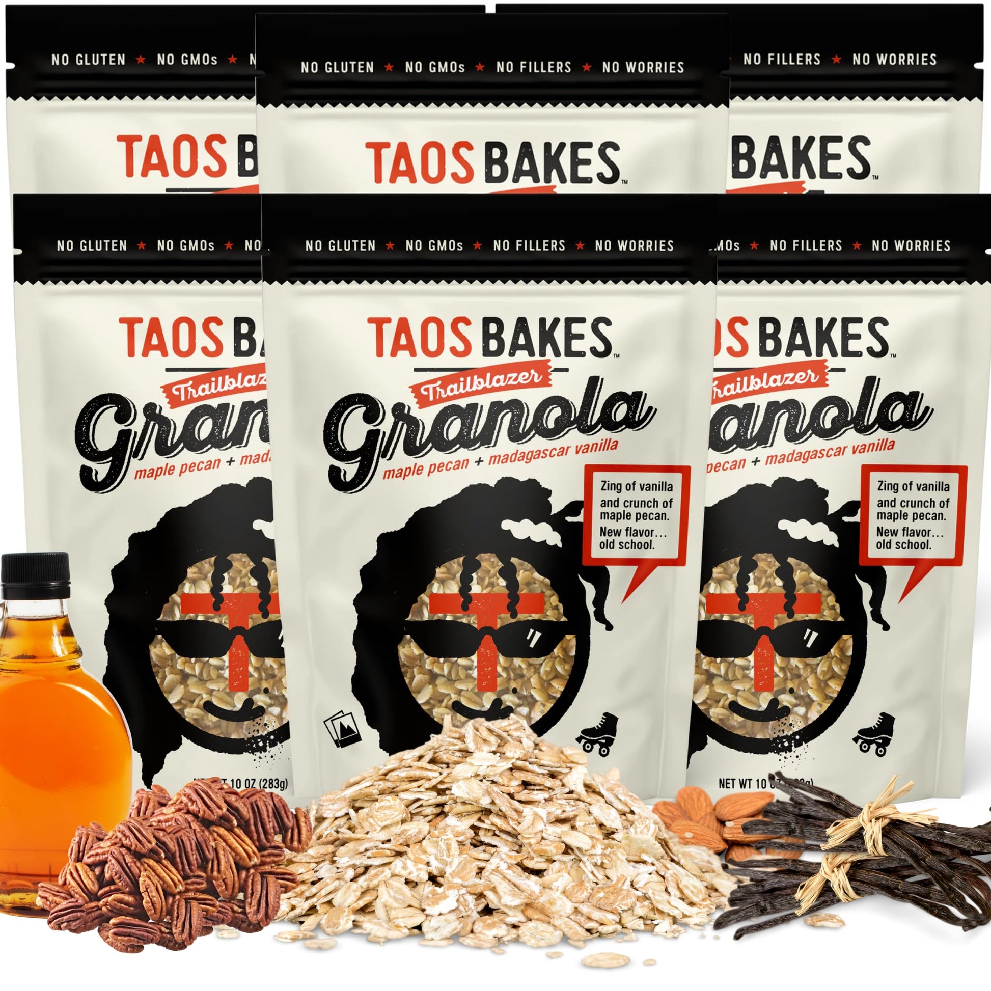 Taos Bakes - Maple Pecan & Madagascar Vanillar Granola - Crunchy Granola Breakfast Snack - Gluten Free, No GMOS, No Fillers - 10