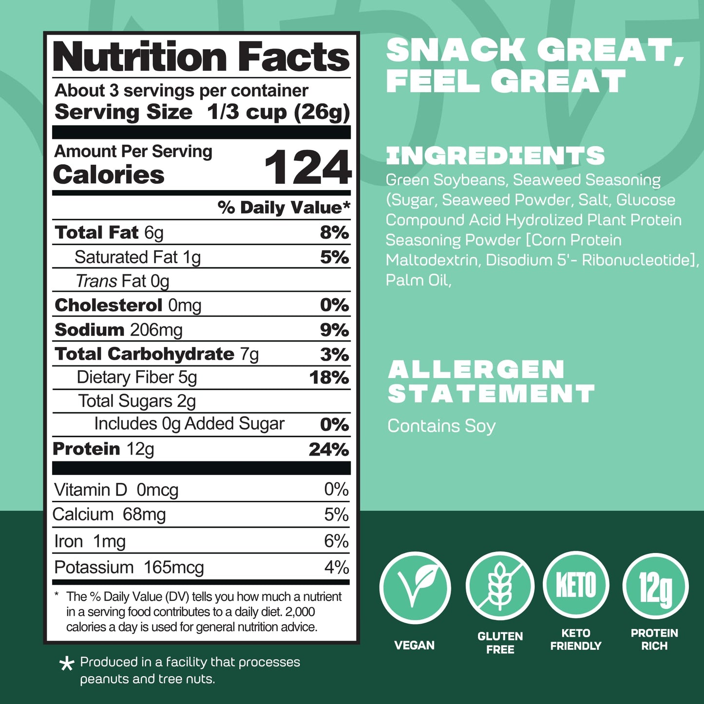 Where You Bean Edamame Beans Snack (Seaweed Furikake) - Crunchy And Dry Roasted Edamame Beans - High Protein Snacks, Keto And Ve