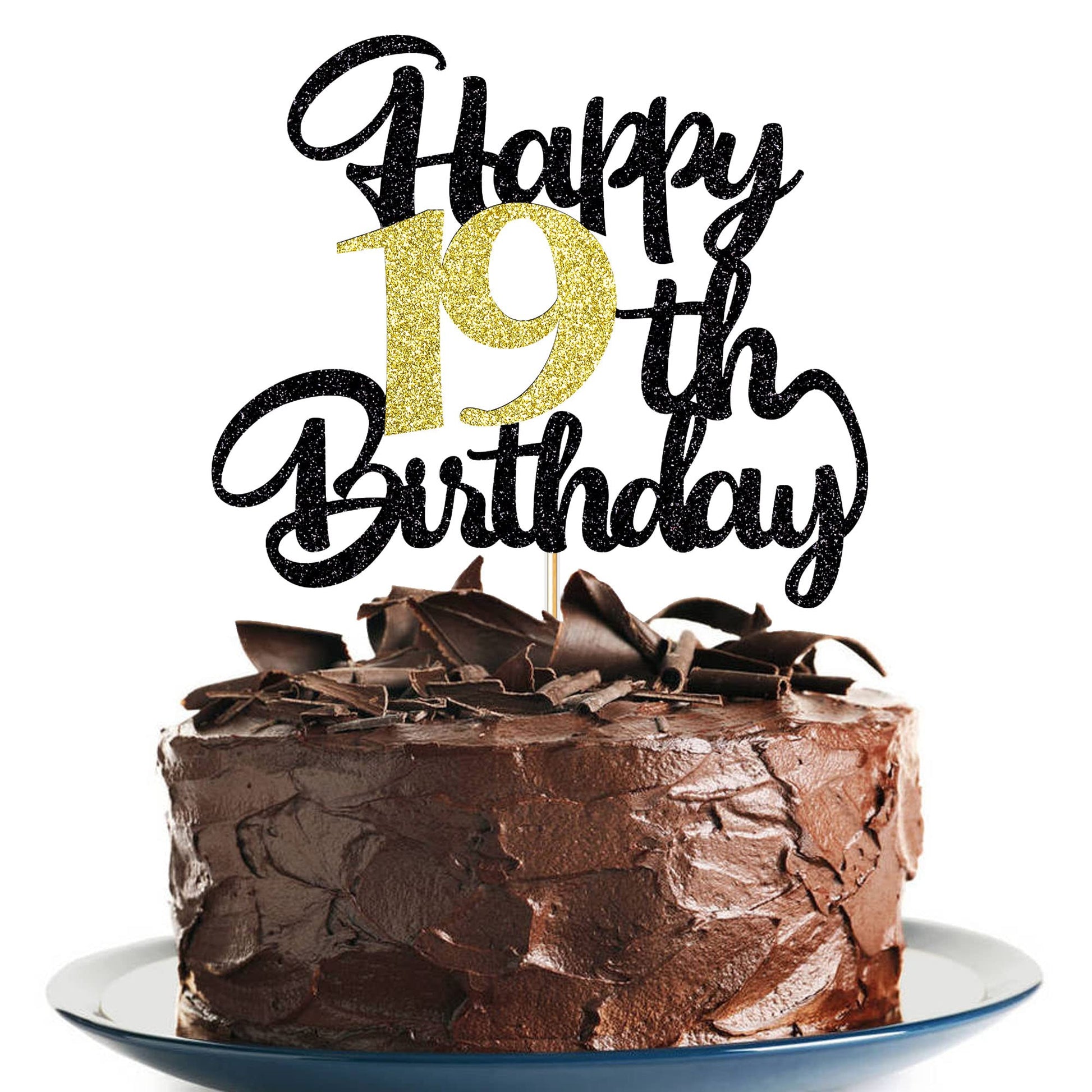 Klionjor 19Th Birthday Cake Topper - Happy Birthday Decoration For 19Th Birthday Party - Gift Plugin (19)