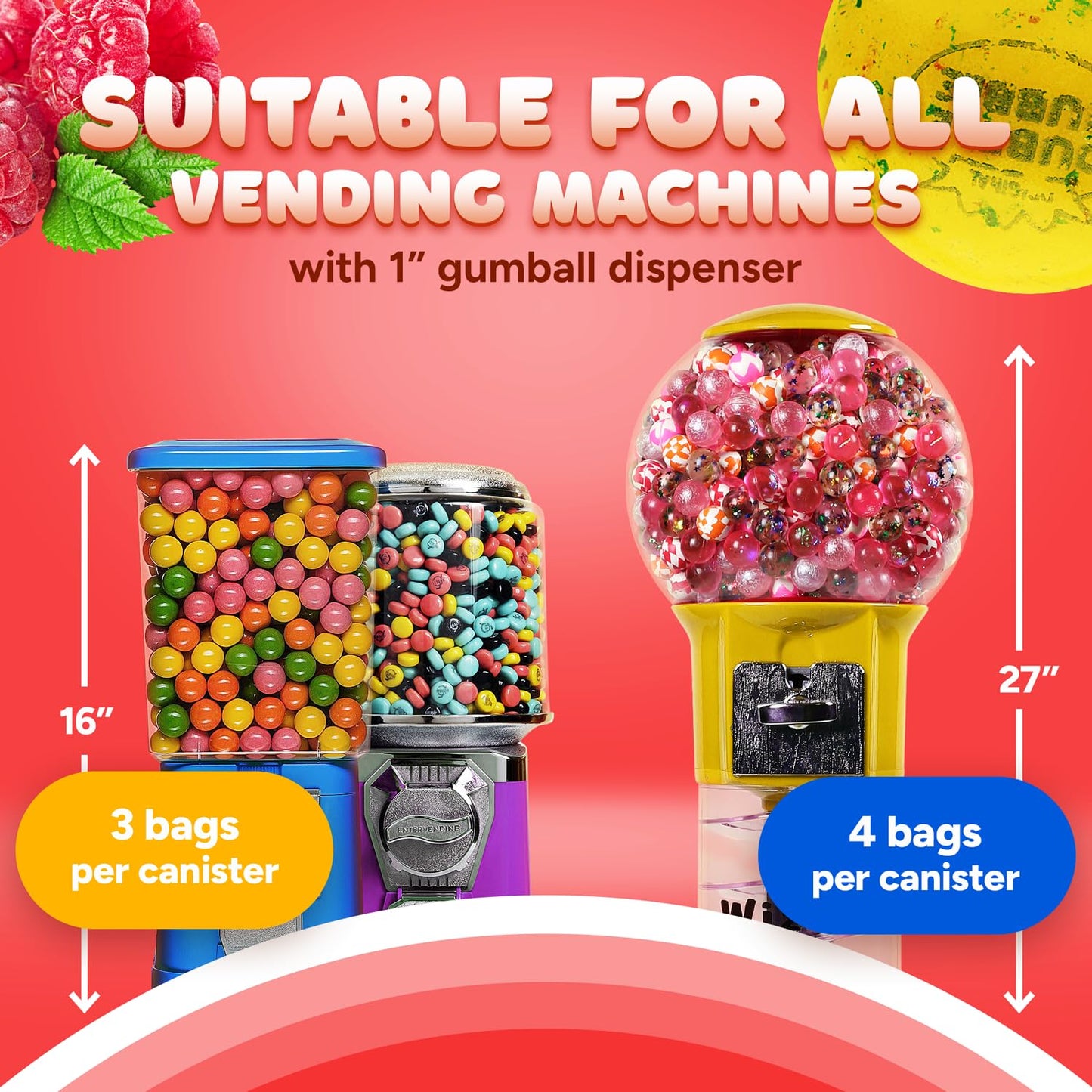 Gumballs for Gumball Machine - Berry Mix 1 Inch Bubble Gum Balls Bulk - Gumball Machine Refills - Chewing Gum - 2.4 LB - 136 pcs King Gumballs Bulk