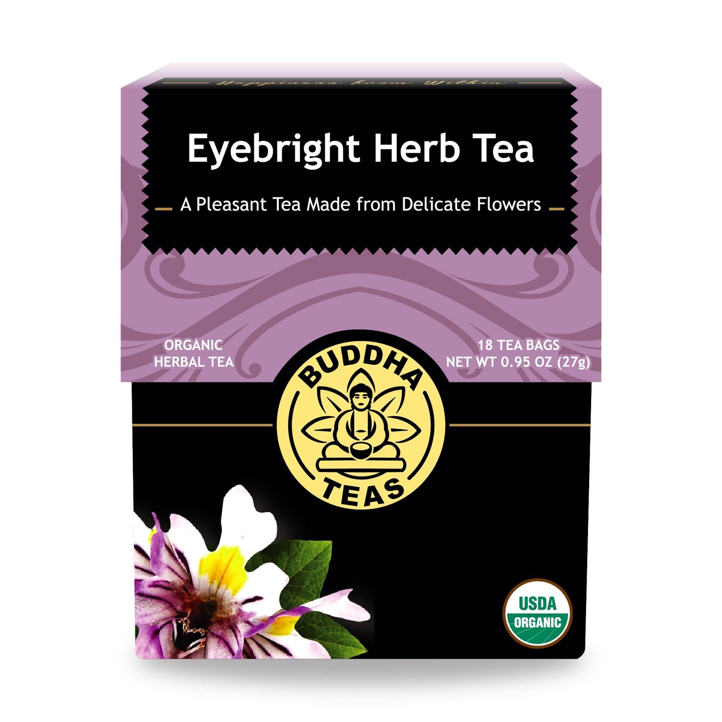 Buddha Teas Organic Eyebright Herb Tea - 18 Bleach-Free Tea Bags - OU Kosher, USDA Organic