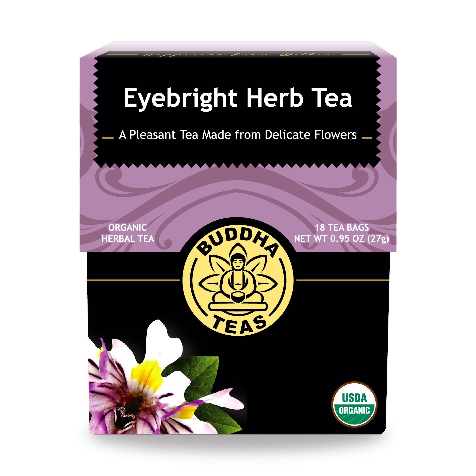 Buddha Teas Organic Eyebright Herb Tea - 18 Bleach-Free Tea Bags - OU Kosher, USDA Organic
