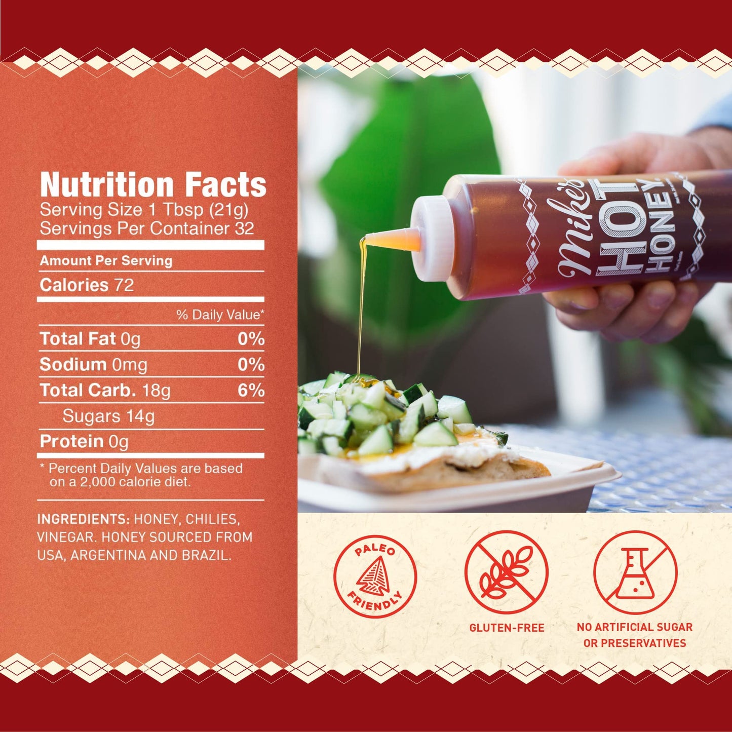 Mike'S Hot Honey, America'S #1 Brand Of Hot Honey, Spicy Honey, All Natural 100% Pure Honey Infused With Chili Peppers, Gluten-F