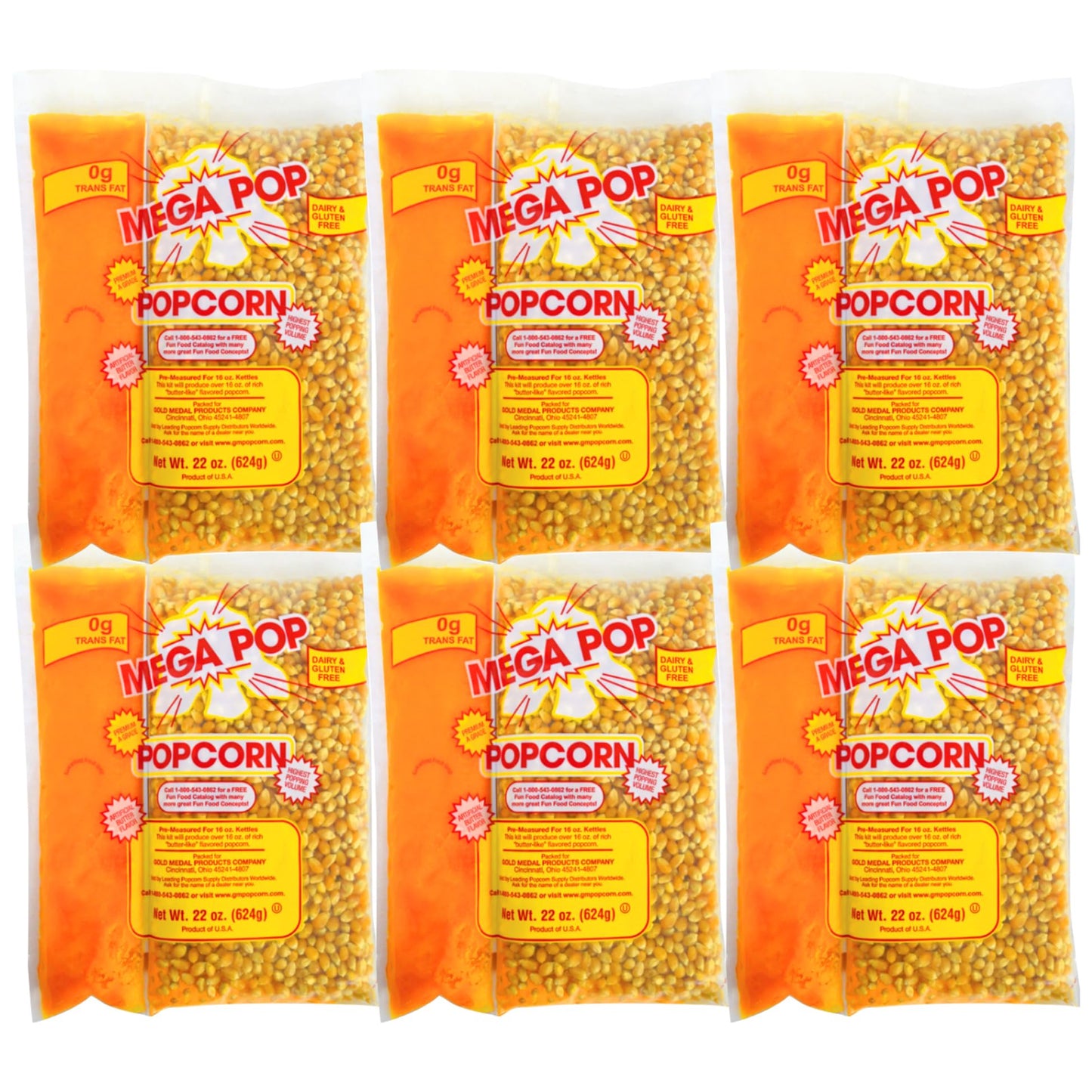 Generic Mega-pop Popcorn Kit with Coconut Oil, 22 Oz, Pack of 6