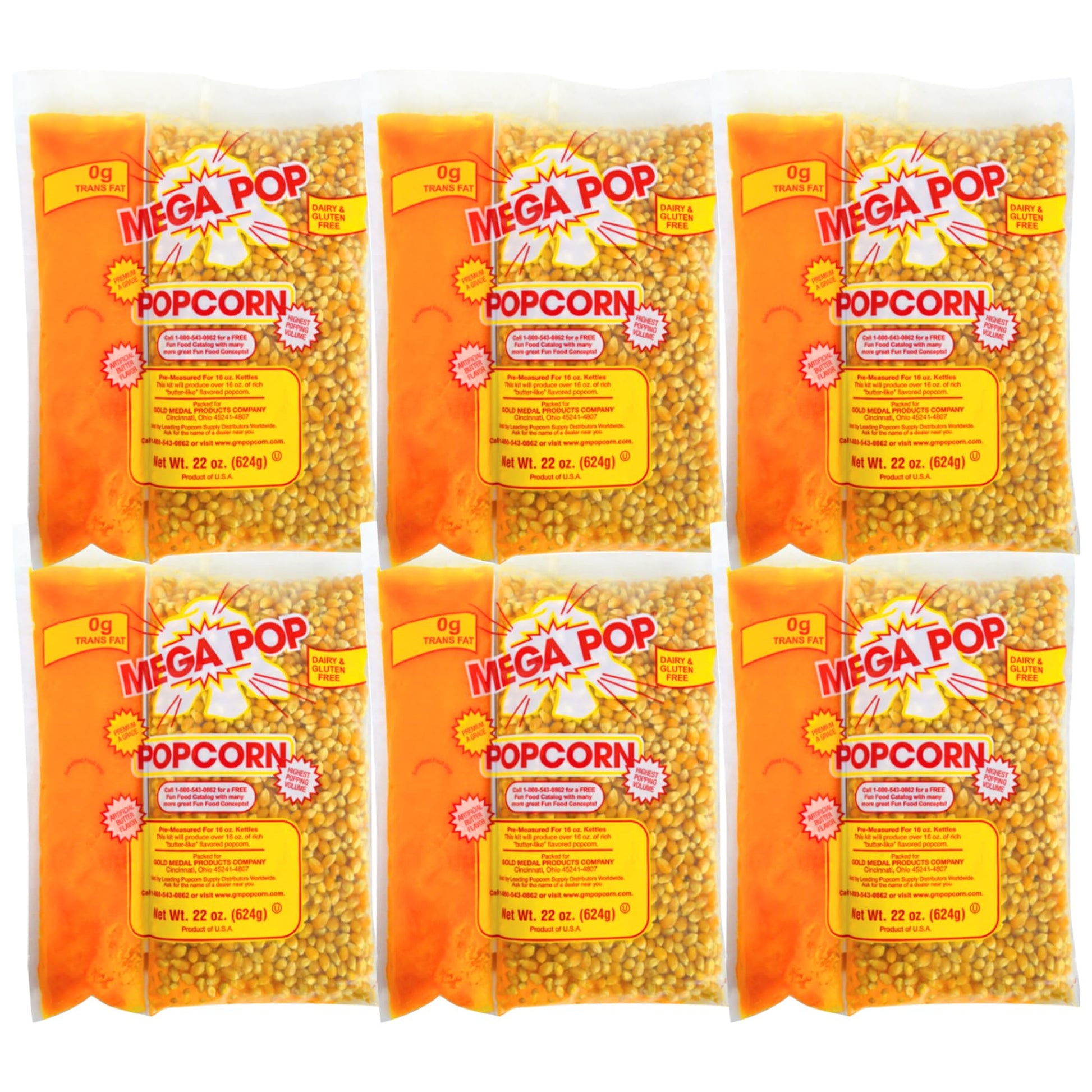 Generic Mega-pop Popcorn Kit with Coconut Oil, 22 Oz, Pack of 6