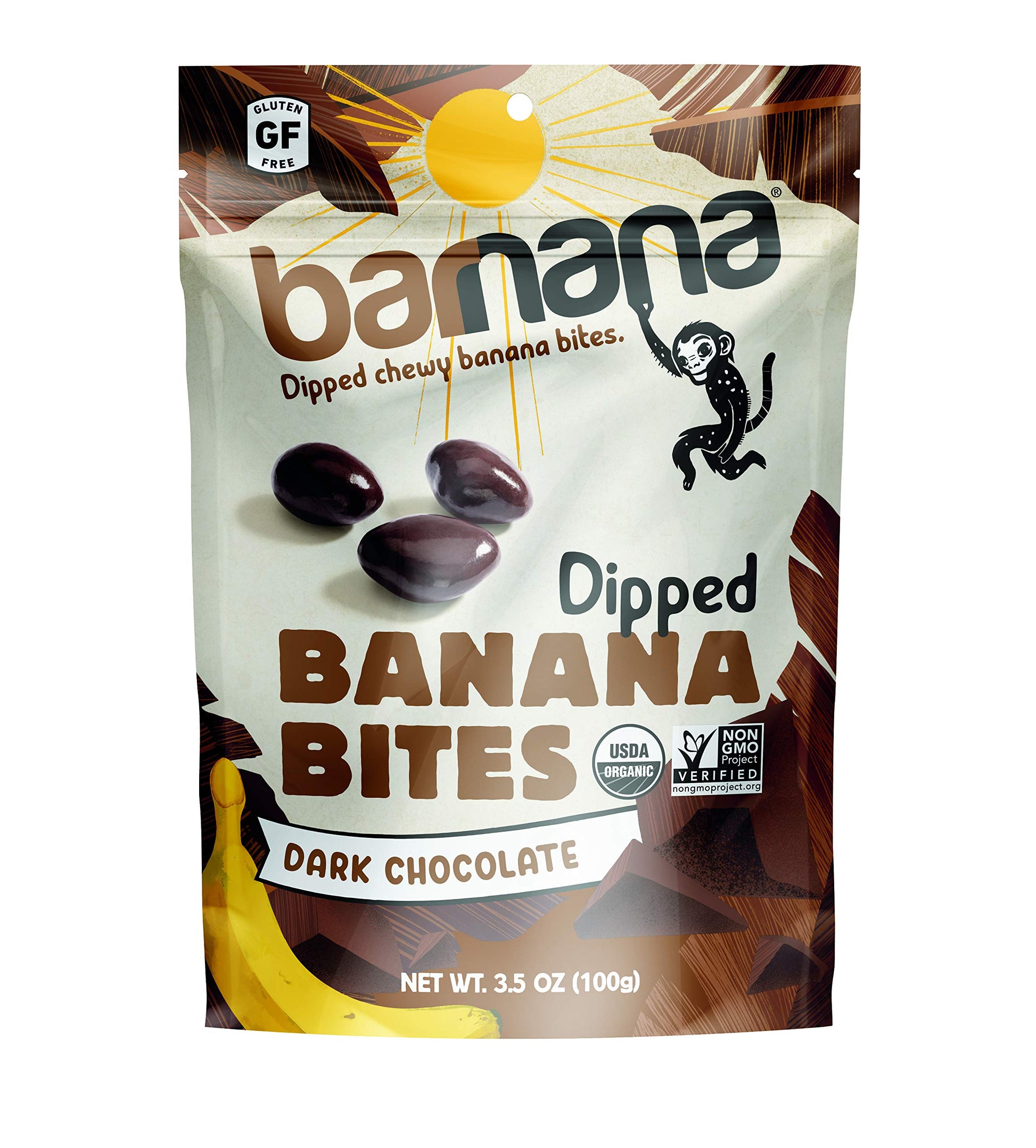 Barnana Dipped Banana Bites, Dark Chocolate, 3.5 Oz