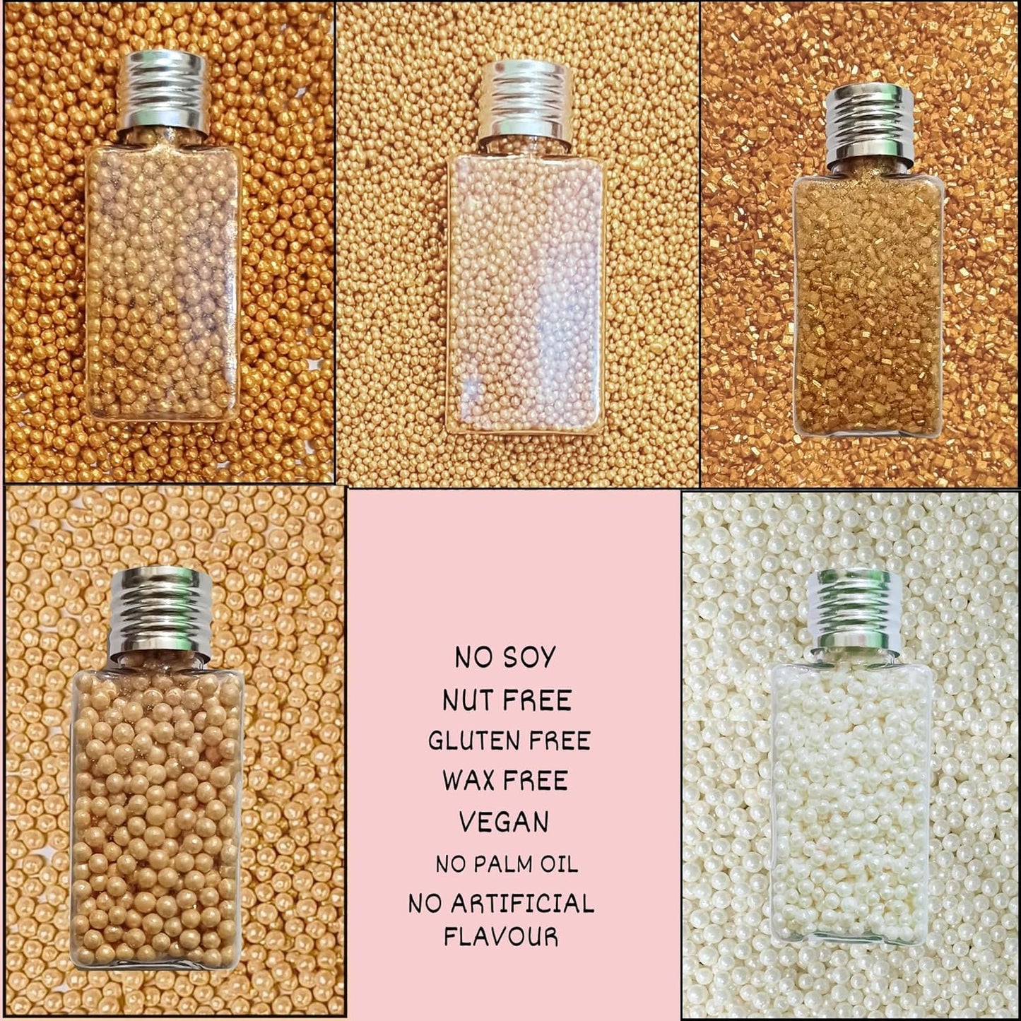 Confect Pearl Sprinkles Mix - Vegan, Gluten-Free, Nut-Free, 5 Oz, Champagne Gold