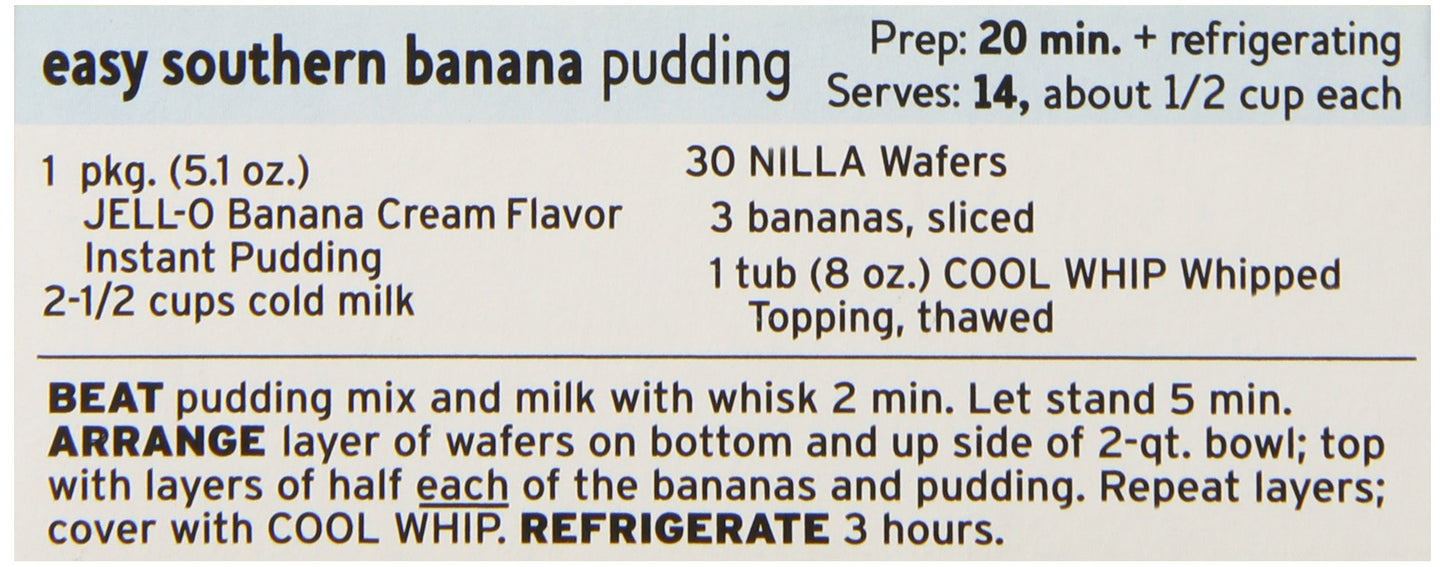 Jell-O Instant Banana Cream Pie Filling Mix, 3.4oz Boxes, Pack of 6