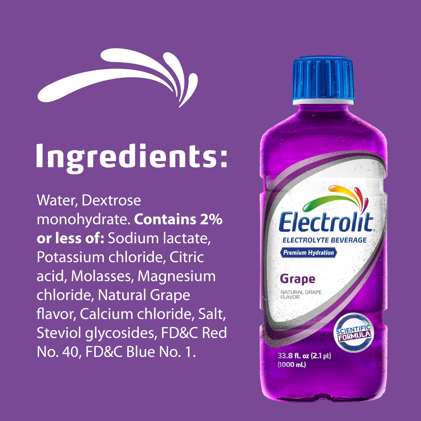 Electrolit Hydration Electrolyte Drinks, Sports Beverages with Electrolytes, 1000 ml (Pack of 6), G  Flavor