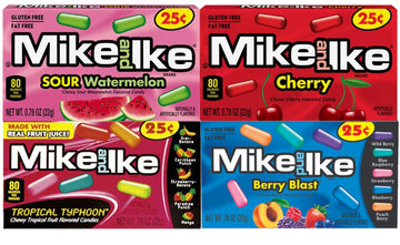 Mike & Ike Chewy Candy Variety Pack | Berry Blast, Tropical, Watermelon, Cherry | 0.78 Ounce (Pack Of 24)