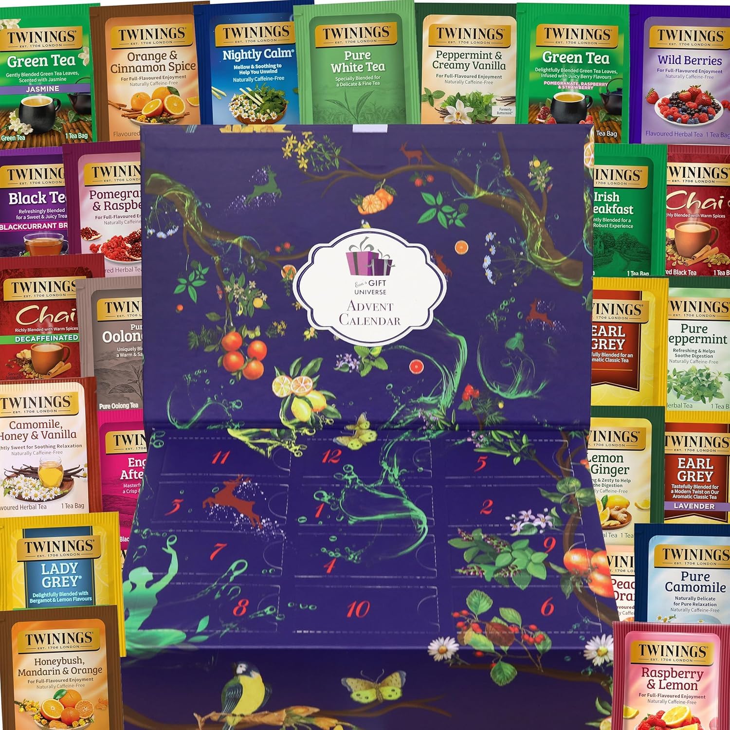 Twinings Advent Calendar Box - Tea Bags Sampler Variety Pack, 24 Different Flavors for Tea Lovers, Perfect Gift for Couples and Friends