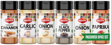 Haddar Passover Spice Set, 6 Essential Spices, 1.23 oz | Garlic Powder, Onion Powder, Paprika, Ground Black Pepper, Ground Cinna