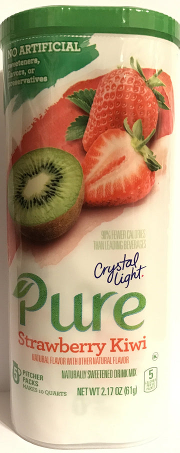 Crystal Light Pure Drink Mix - Strawberry Kiwi Flavor - 5 Count Pitcher Packs Per Container - Pack of 2 Containers