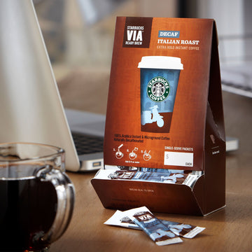 Starbucks Via Ready Brew Coffee, Decaf Italian Roast, 3.3-Gram Packages, 50-Count