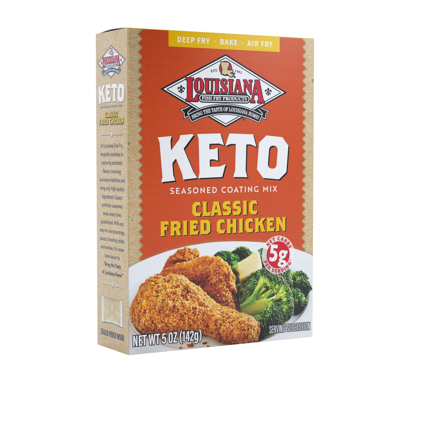 Louisiana Fish Fry Products Classic Fried Chicken Keto Seasoned Coating Mix – 5 Oz, Pack Of 6 – Bake, Deep Fry, & For Use In Air Fryer – Delicious & Crunchy Texture