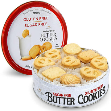 Gluten Free Sugar Free Butter Cookies 36 Count Traditional Danish Cookies, Premium Assorted Shortbread cookies for Diabetics (1 