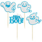 24Pcs Halloween Ghost Cupcake Toppers Blue Glitter Halloween Boo Cake Decorations Halloween Baby Shower Cake Picks For Halloween