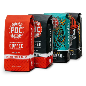 Fire Department Coffee - Gives Back To Firefighters - Rescue Variety Pack - Ground Coffee - Original Medium Roast, Dark Roast, S