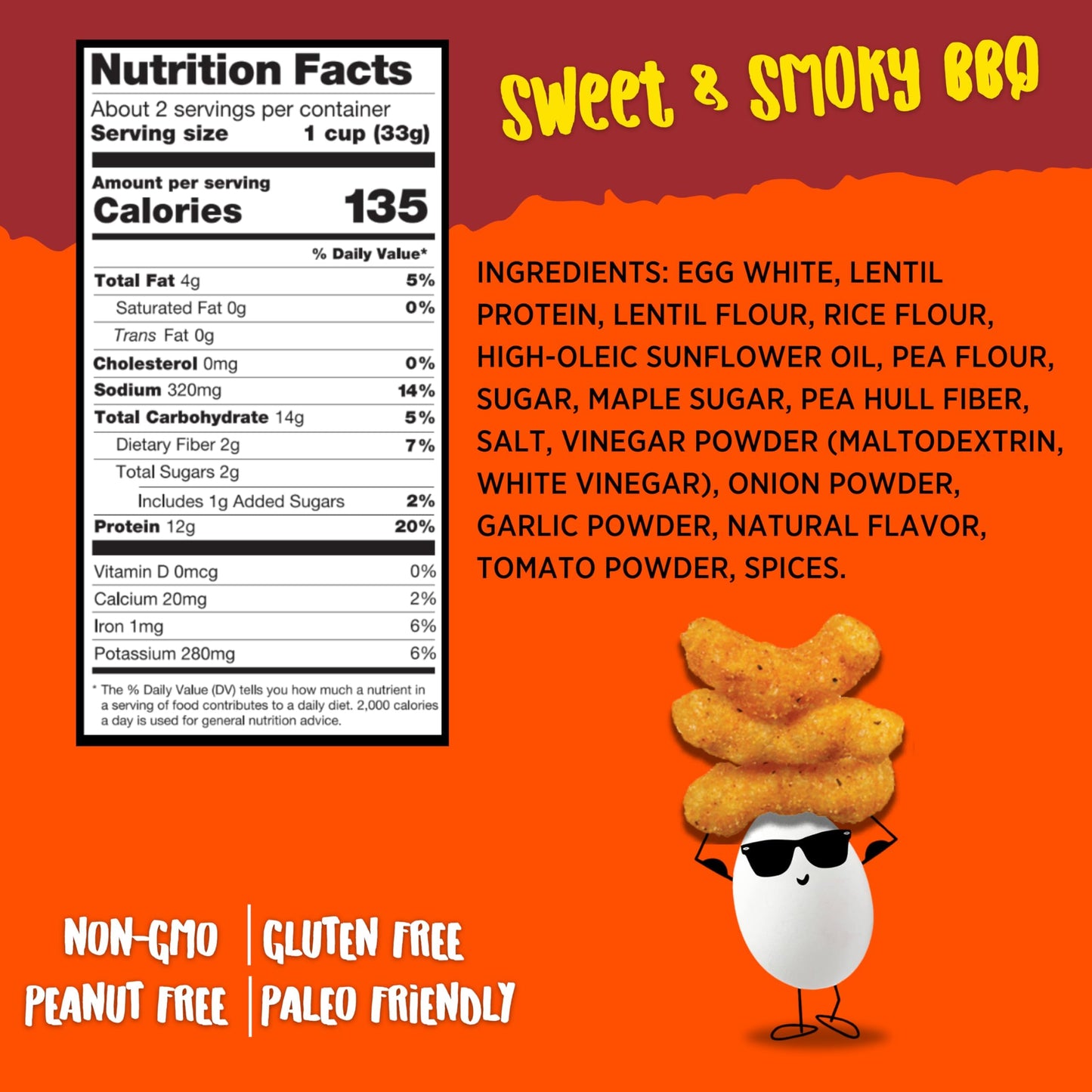 Todd s Better Snacks Egg-Cellent Protein Puffs, Sweet & Smoky BBQ - 12g Protein, Gluten-Free, Paleo-Friendly, Baked, GLP-1 Comp