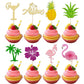 Gyufise 32Pcs Tropical Cupcake Toppers, Paper, Luau Theme, Small Size, Flamingo Design for Baby Shower and Wedding Party Decor