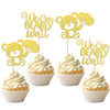 24 Pcs We Can Bearly Wait Cupcake Toppers Glitter Balloon Bear Cupcake Picks For Gender Reveal Baby Bear Theme Baby Shower Kids