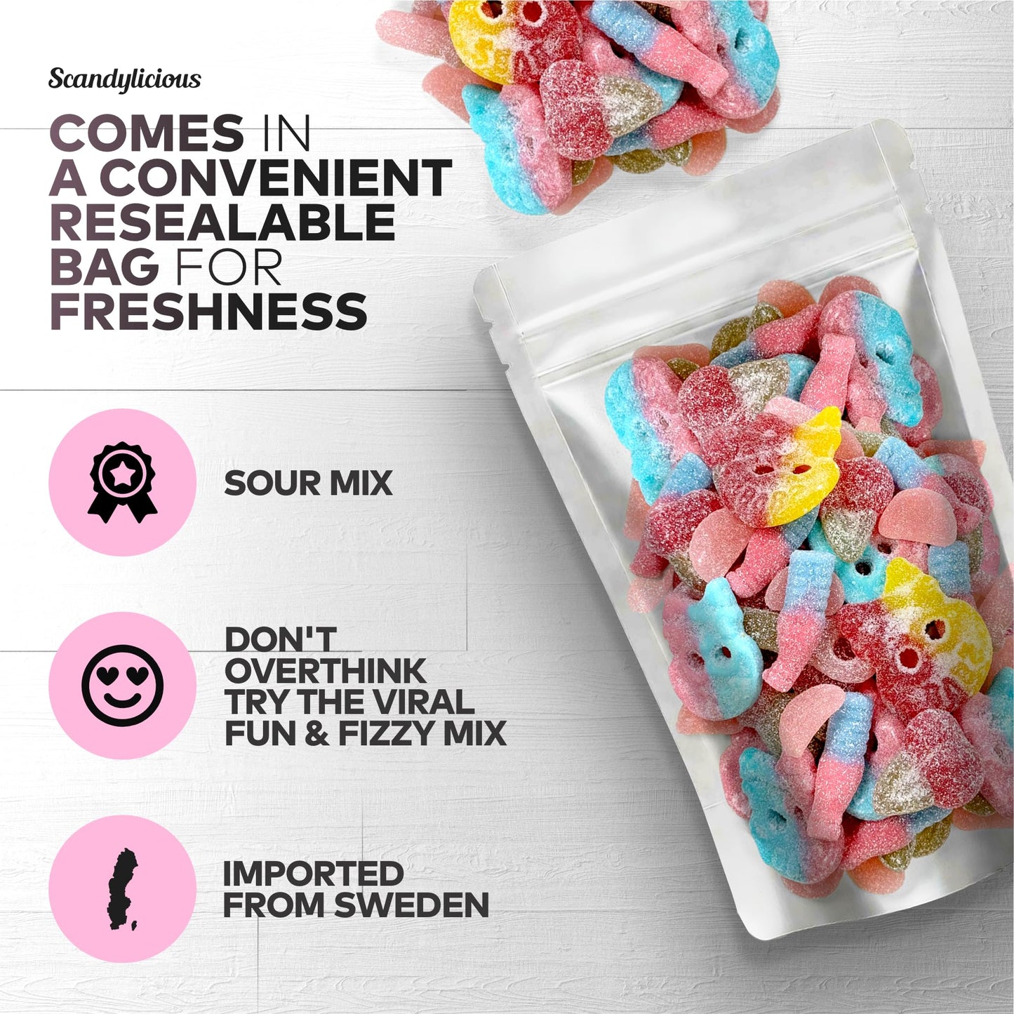 Swedish Candy Sour Pick & Mix - Includes Bubs Skulls - 1Lb Assorted Authentic Gummy Sweets From Sweden (1 Pounds)