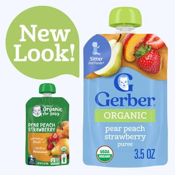 Gerber Organic Peach Strawberry Baby Food, 3.5 Oz Pouch