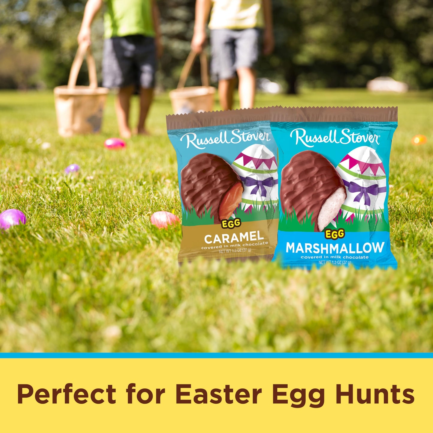Russell Stover Easter Caramel & Marshmallow Milk Chocolate Easter Egg, 1.3 oz each (Pack of 18)