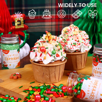 Christmas Sprinkles For Cupcake Toppers, Edible Christmas Sprinkles Set, Sujoygar Sprinkles For Cake Baking Decorating Cookies H