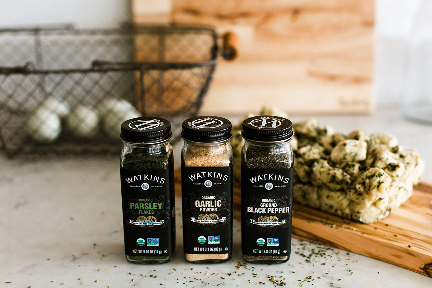 Watkins Gourmet Organic Spice Jar, Garlic Powder, 3.1 Ounce Jar, 3 Count