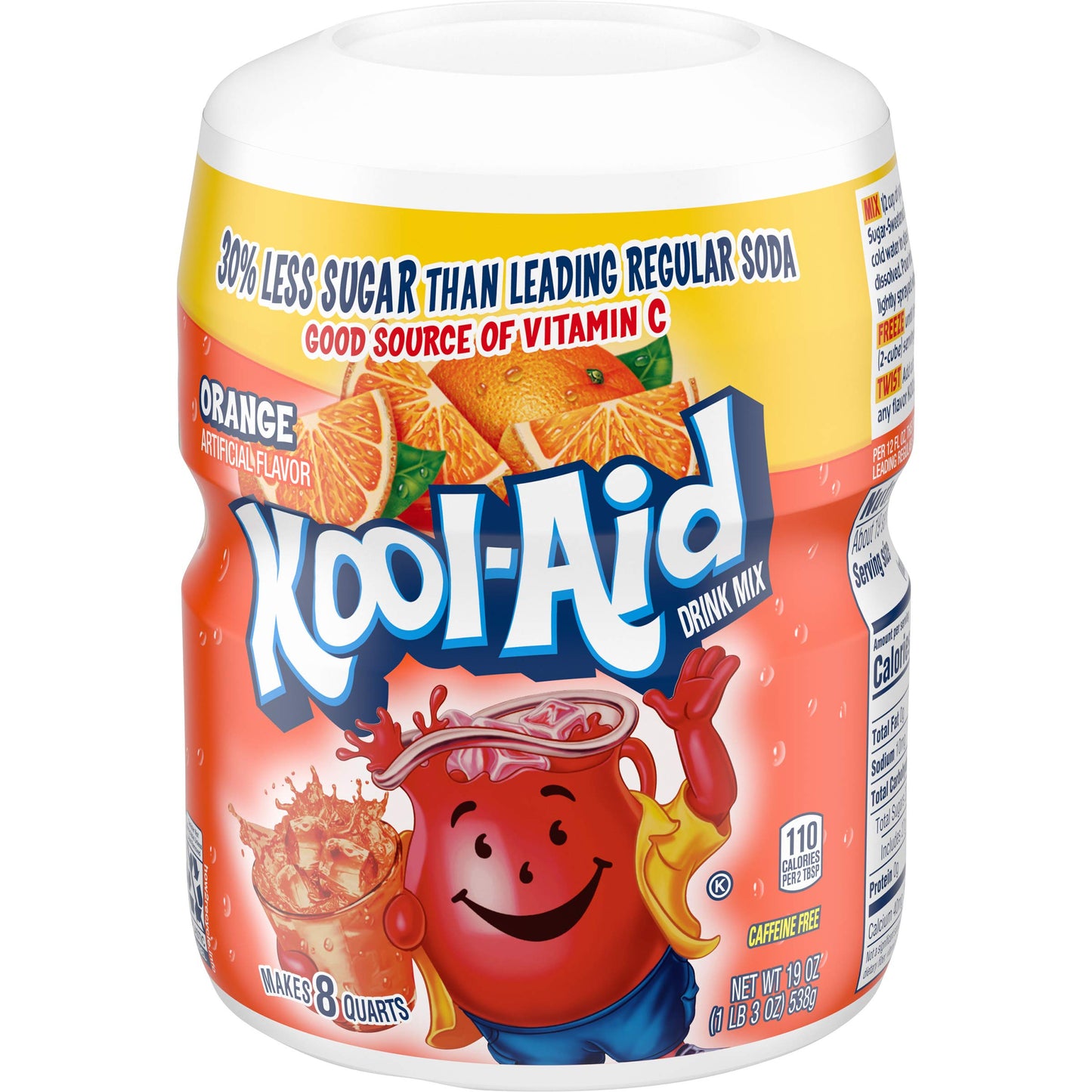 Kool-Aid Caffeine Free Orange Drink Mix, 12 Count, 19 oz Canisters, 1.18 lb Pack