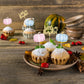 Gyufise 24Pcs Little Pumpkin Cupcake Toppers Blue Pink Pumpkin Cake Toppers Gender Reveal Cake Decorations For Thanksgiving Birt