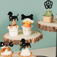 ZHUOWEISM 24 PCS Pet Dog Cupcake Toppers Glitter Bone Paw Picks Small Black Bamboo Decorations