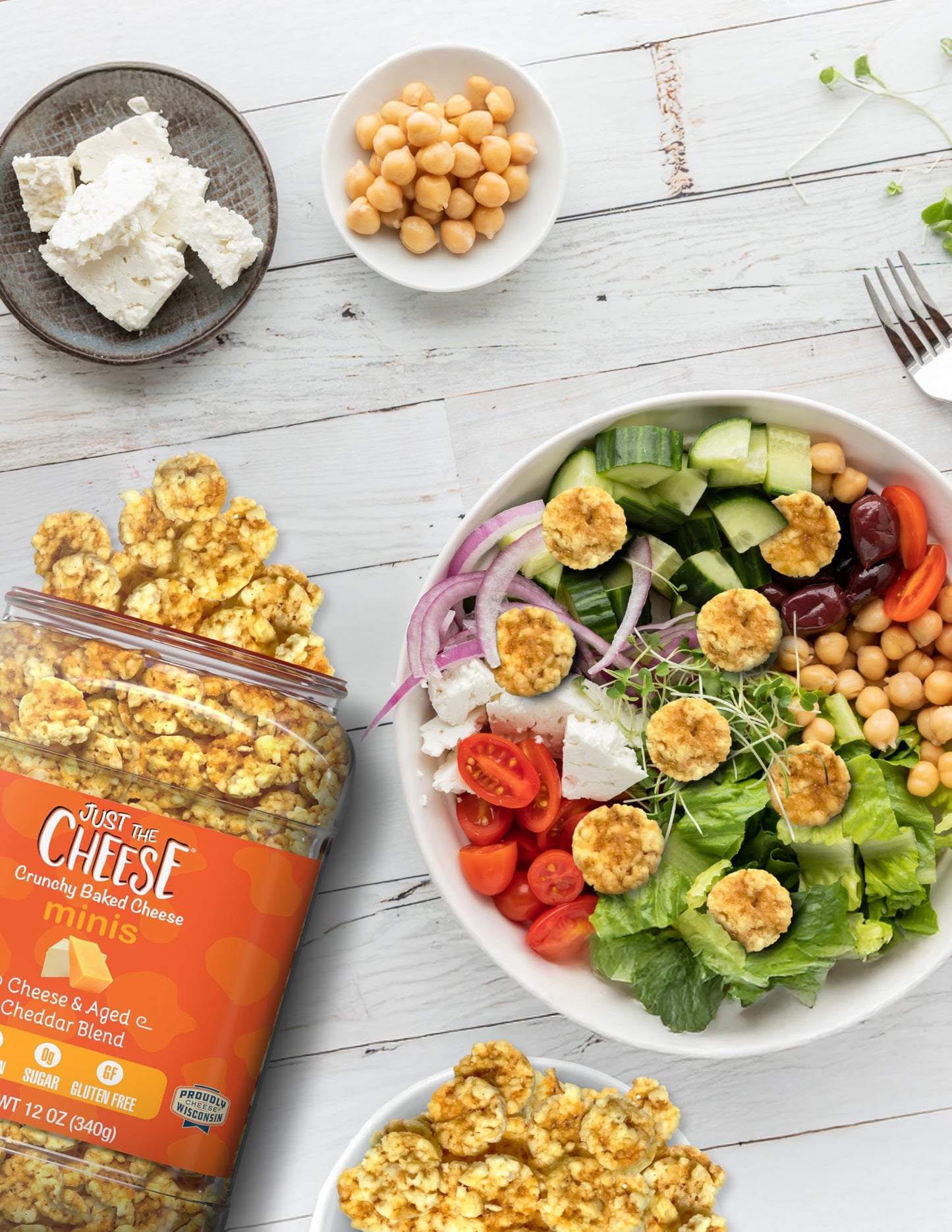 Just the Cheese Minis - Cheese & Aged Cheddar Blend Crisps  12 oz Jar  Delicious Low-Carb Lifestyle Protein Chips  High-Protein  Gluten-Free Crisps  Keto-Friendly  Zero Sugar  Perfect Snack for mature-themeds