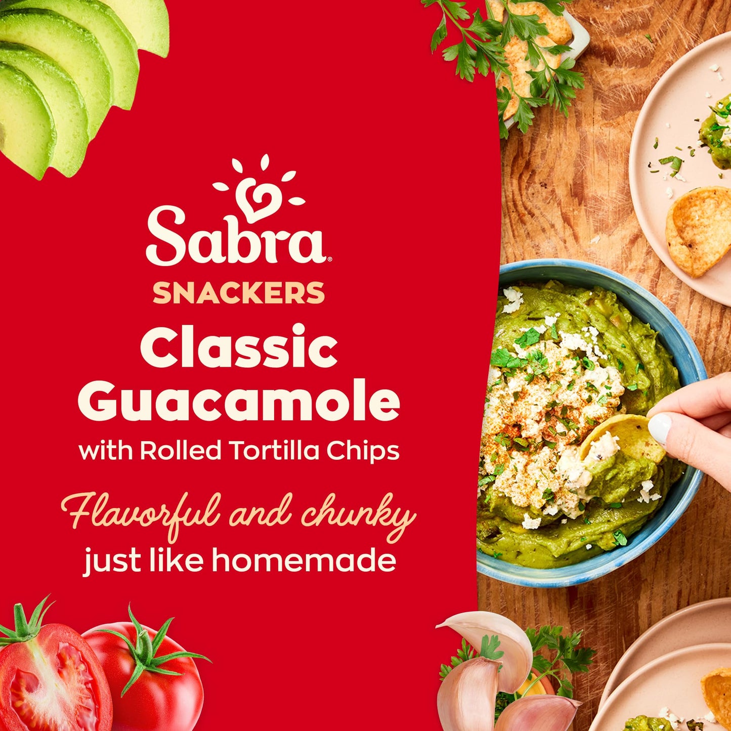 Sabra Snackers Guacamole Dip with Rolled Tortilla Chips, 2.8 Oz - Individual Guacamole Cup for On the Go Snack Packs -Dairy-Free