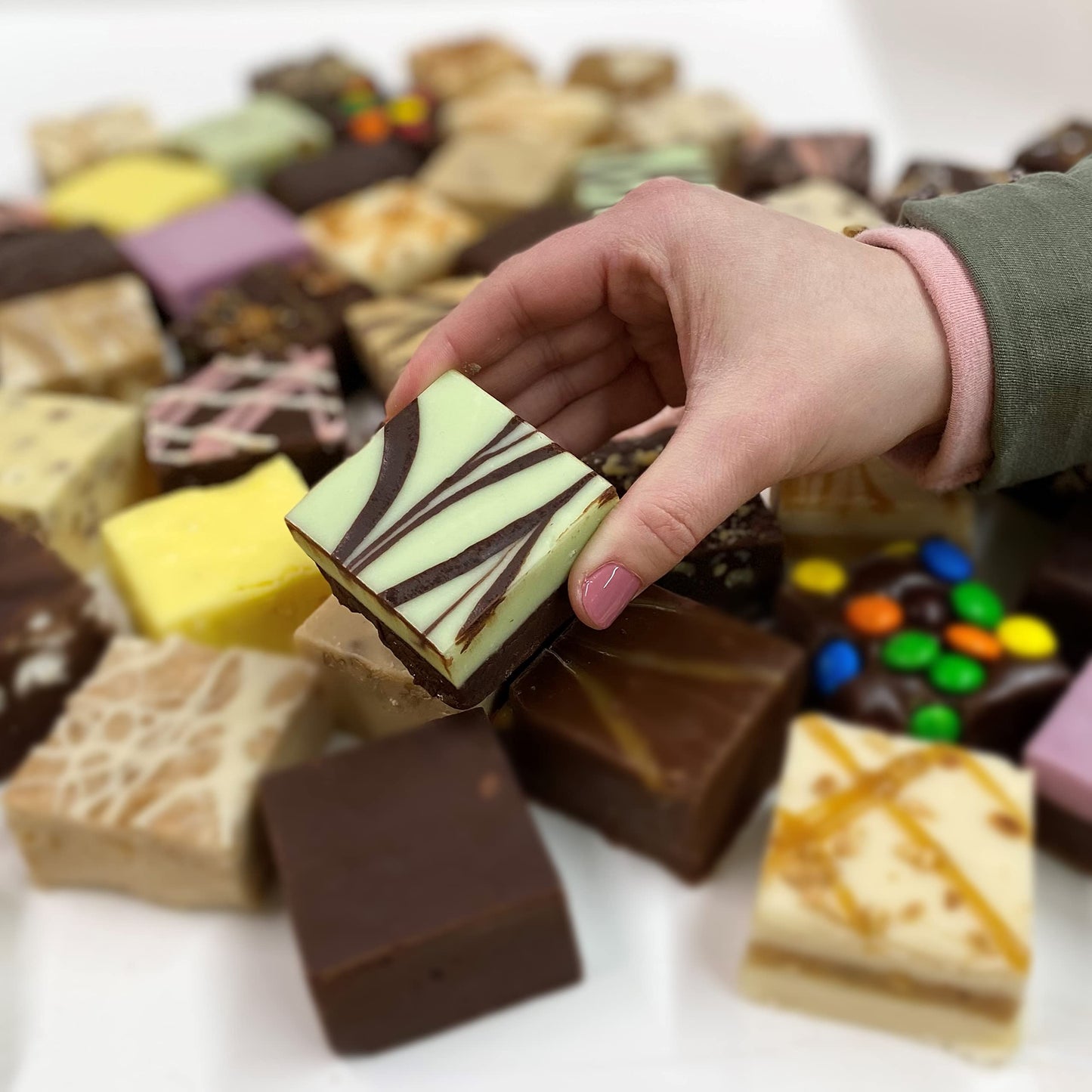 Valley Fudge Mint Chocolate Swirl Artisan Fudge, One Pound Package, Real Butter Gourmet Candy