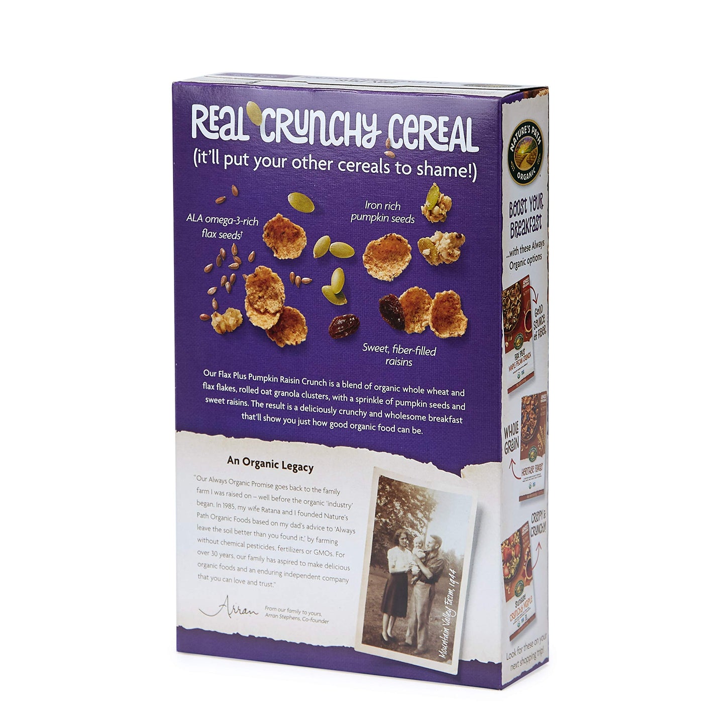 Natures Path Flax Plus Organic Cereal, Pumpkin Raisin Crunch, 12.35 Oz Box