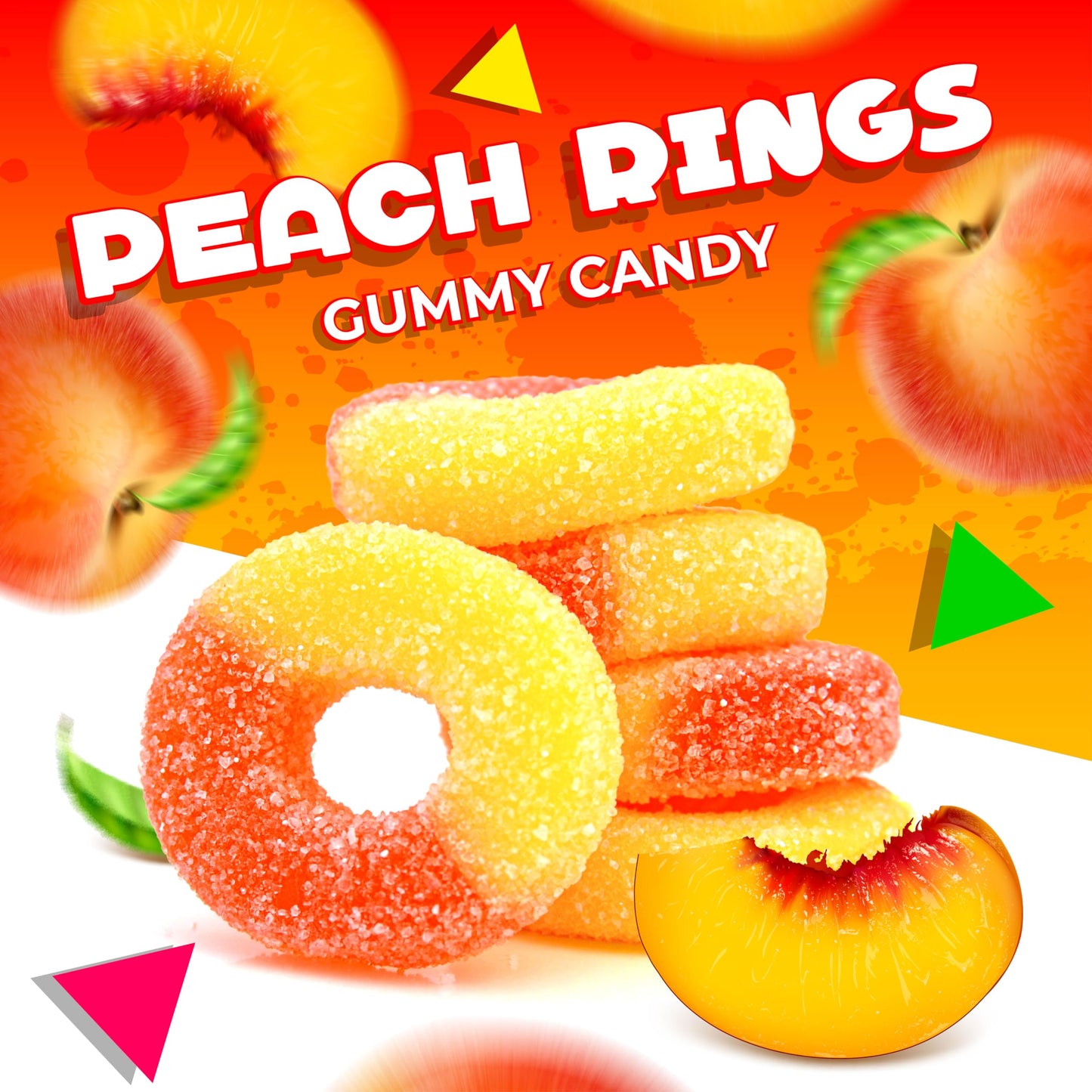 Peach Rings Gummy Candy | 1 Pound Bag | Sour And Sweet Treats