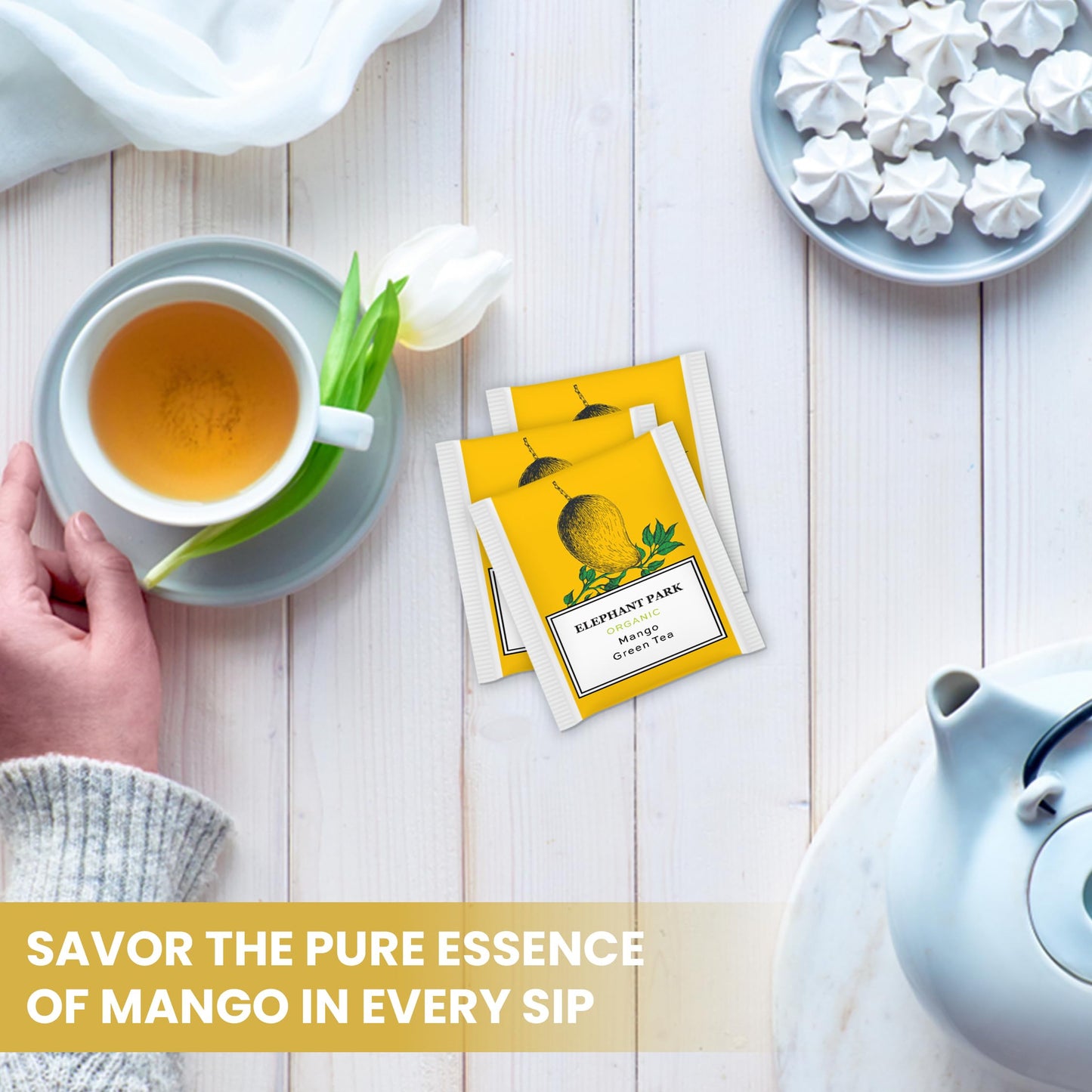 Elephant Park Organic Fruit Green Tea Sampler, 100 Assorted Bags, Caffeinated & Herbal, Pineapple, Pomegranate, Mango, Peach Flavors