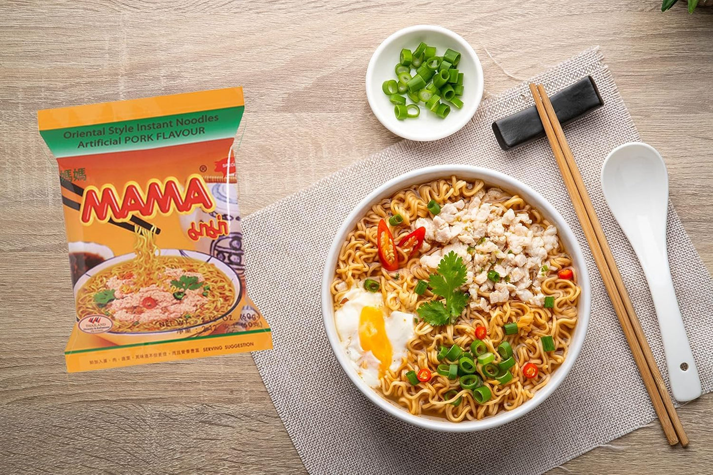 Mama Oriental Style Instant Noodles Mix Flavor Bundle Package Total 30 Packs (3 Best Flavor Mix Chicken, Pork, Creamy Shrimp) 3