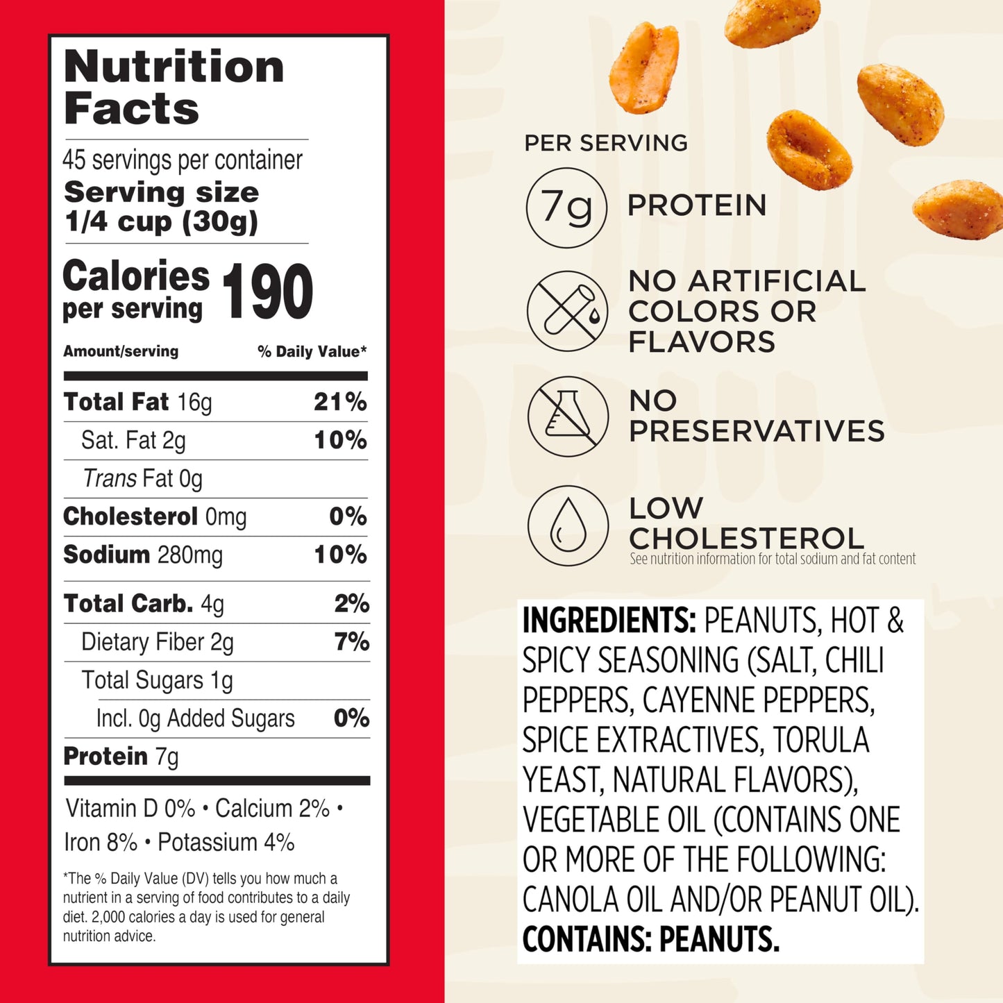 Snak Club Hot and Spicy Peanuts, Chili and Cayenne Pepper Seasoned Nuts, Gluten-Free and Kosher Snack, 3 lb Bulk Bag