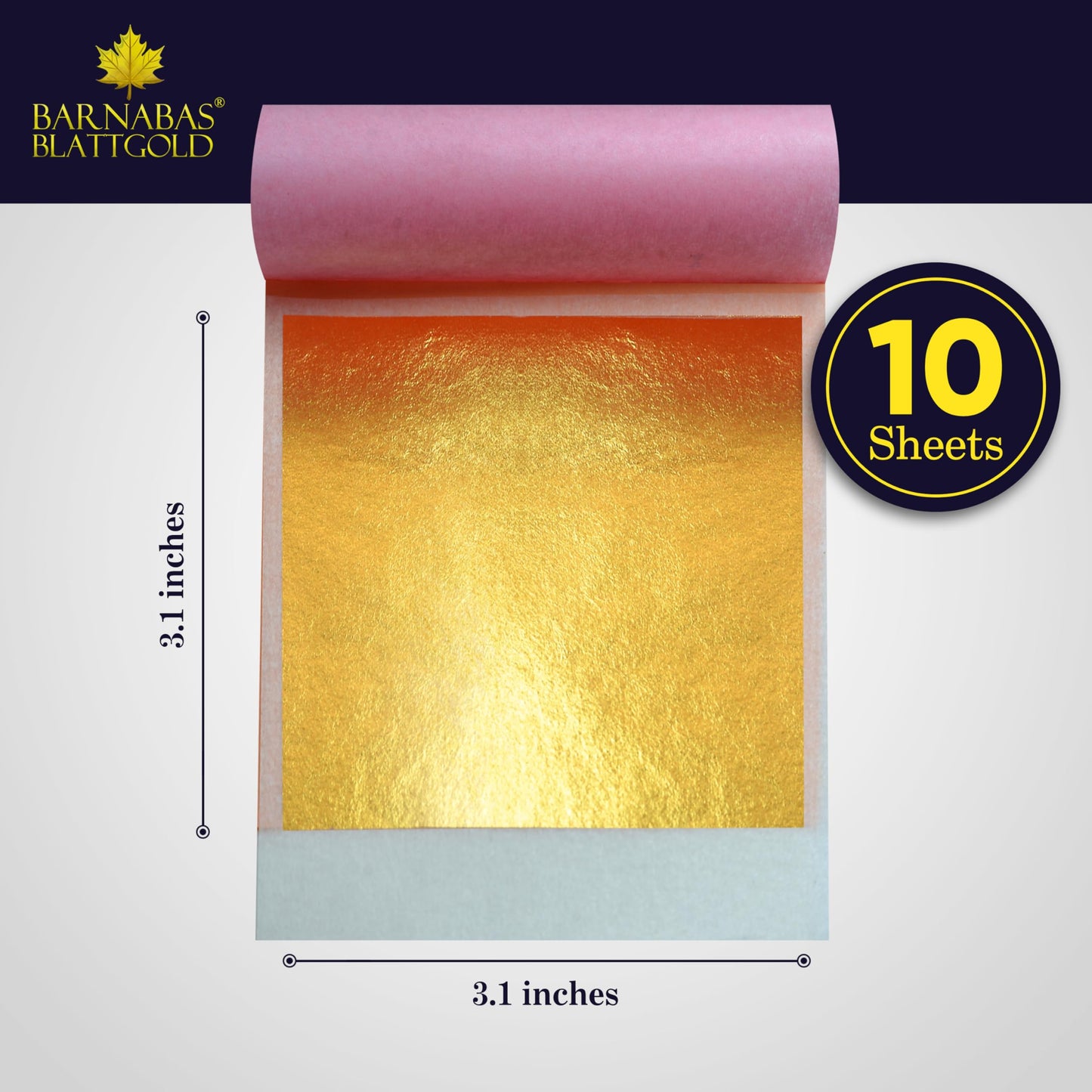 BARNABAS BLATTGOLD Edible Gold Leaf Sheets, 24K Transfer Leaf, 3.1 inch, 10 Sheets