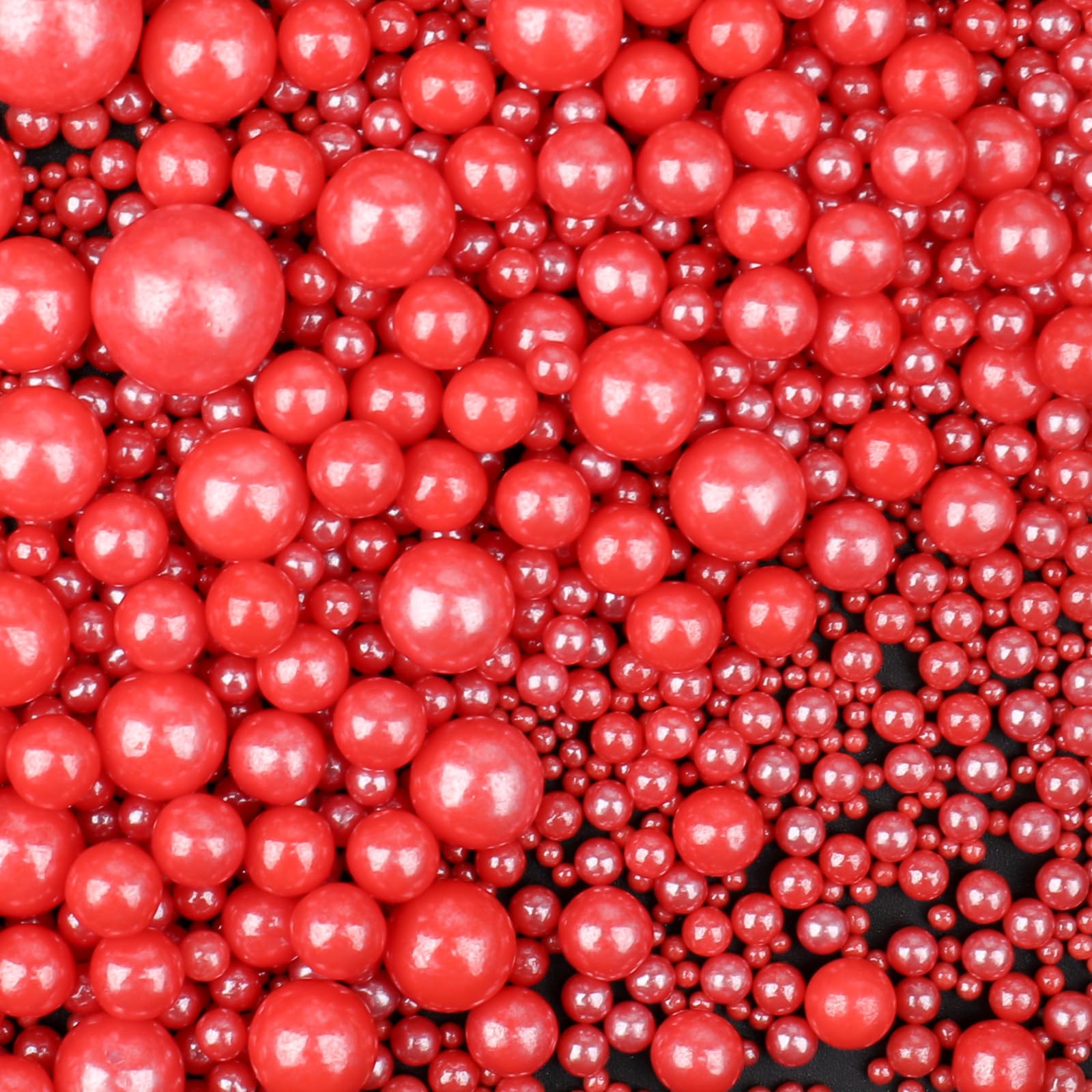 Red Sprinkles for Cake Decorating, 120g/4.23oz Edible Red Pearl Sprinkles Mix, Sugar Candy Pearls for Baking, Cookie Decorations
