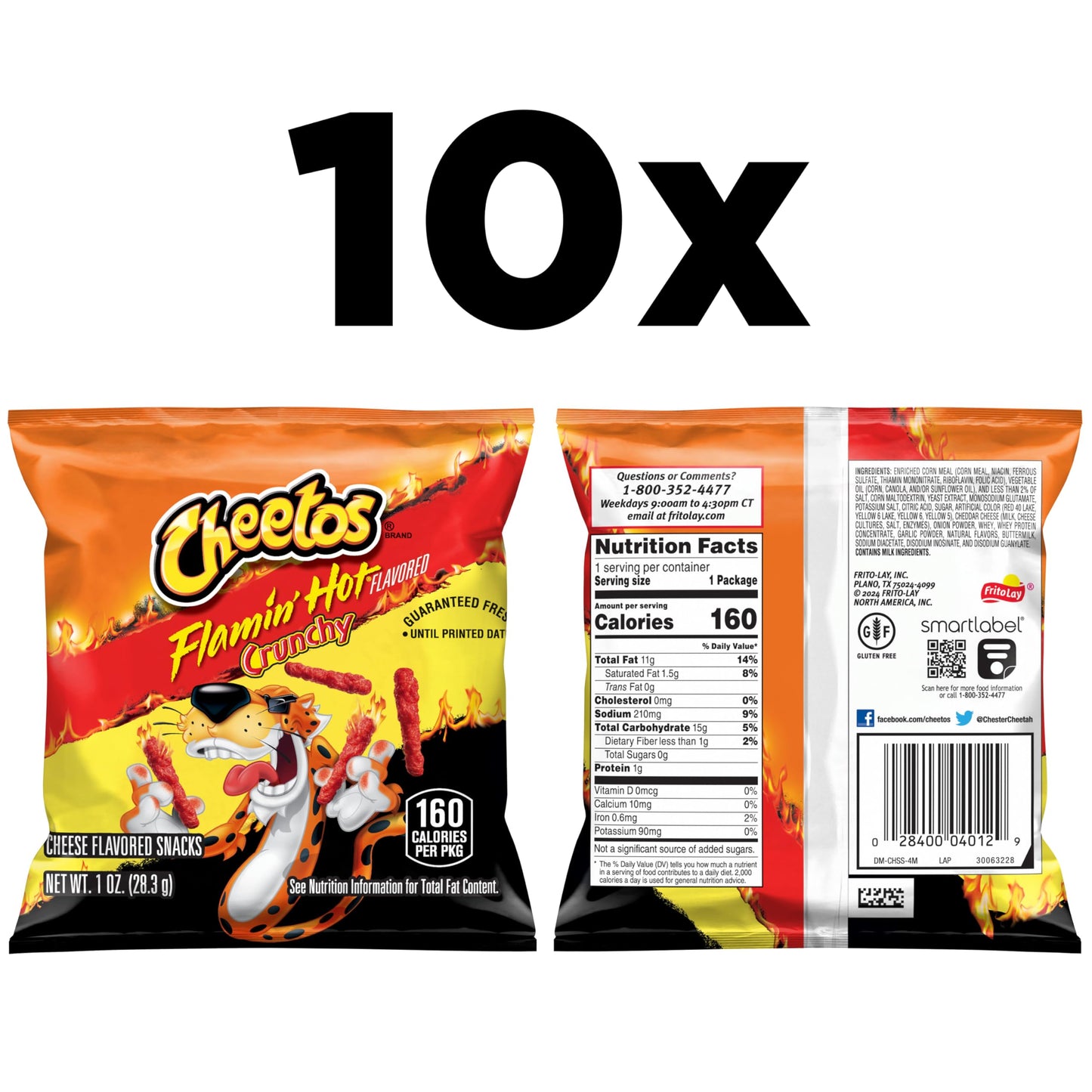 Cheetos Crunchy Flaming Hot, 1 Oz, 10 Pack